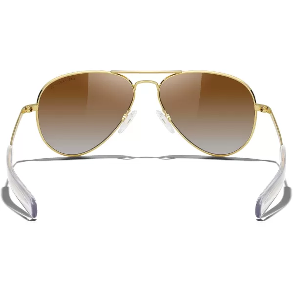 MERRYS Classic Aviator Military Polarized Sunglasses for Men or Women S856223k Gold FrameBrown Gradient Polarized Lens