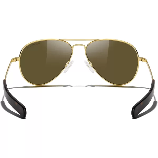 MERRYS Classic Aviator Military Polarized Sunglasses for Men or Women S856223k Gold FrameBrown Polarized Lens