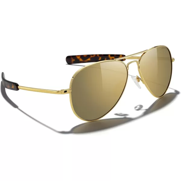 MERRYS Classic Aviator Military Polarized Sunglasses for Men or Women S856223k Gold FrameGold Mirror Polarized Lens