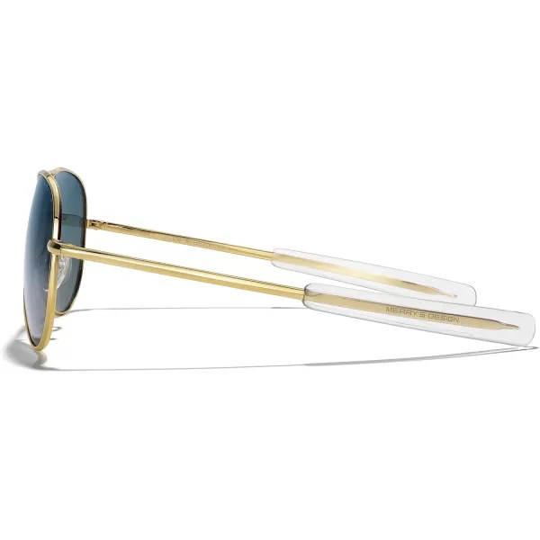MERRYS Classic Aviator Military Polarized Sunglasses for Men or Women S856223k Gold FrameGreen Gradient Polarized Lens