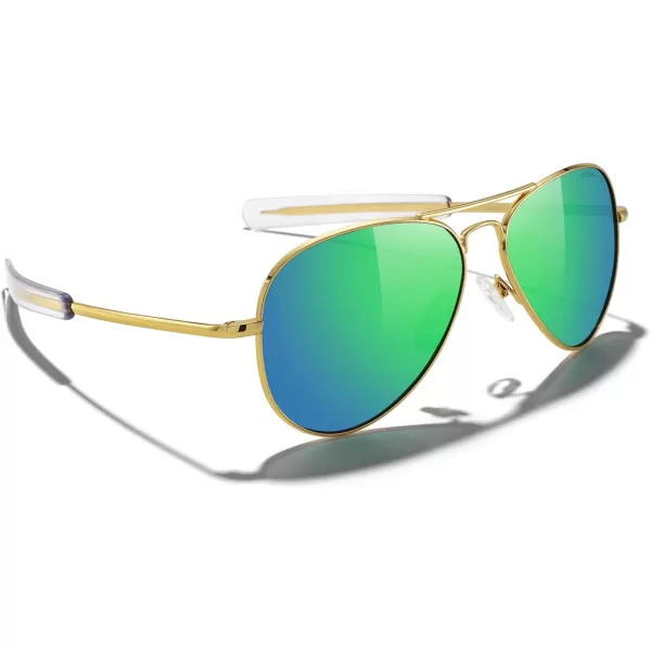 MERRYS Classic Aviator Military Polarized Sunglasses for Men or Women S856223k Gold FrameGreen Mirror Polarized Lens