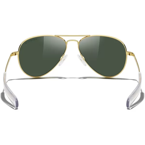 MERRYS Classic Aviator Military Polarized Sunglasses for Men or Women S856223k Gold FrameGreen Polarized Lens