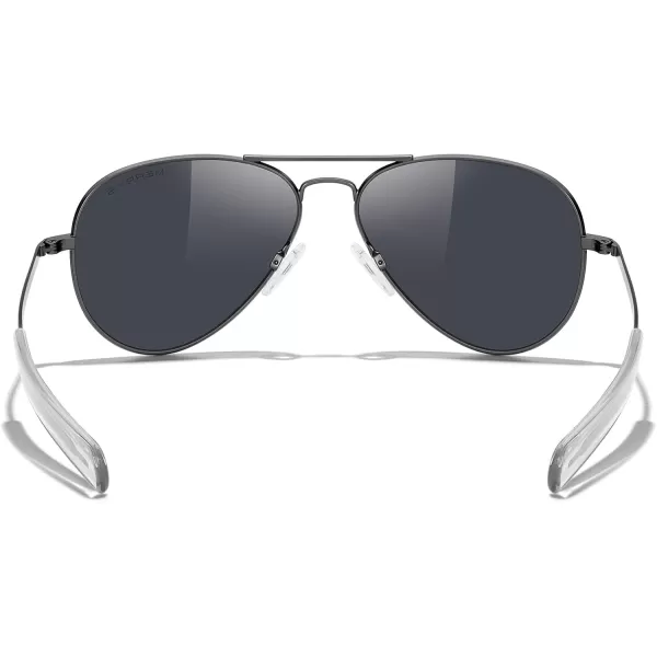 MERRYS Classic Aviator Military Polarized Sunglasses for Men or Women S8562Gun FrameBlack Polarized Lens