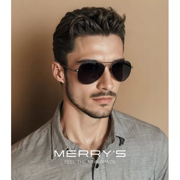 MERRYS Classic Aviator Military Polarized Sunglasses for Men or Women S8562Gun FrameBlack Polarized Lens