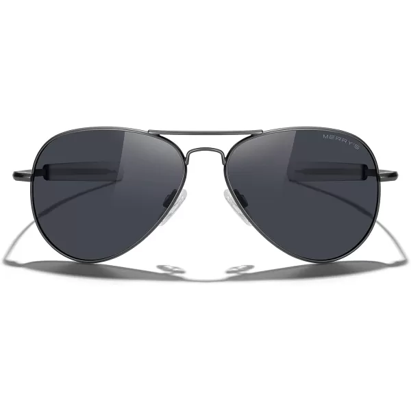 MERRYS Classic Aviator Military Polarized Sunglasses for Men or Women S8562Gun FrameBlack Polarized Lens