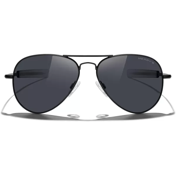 MERRYS Classic Aviator Military Polarized Sunglasses for Men or Women S8562Matte Black FrameBlack Polarized Lens