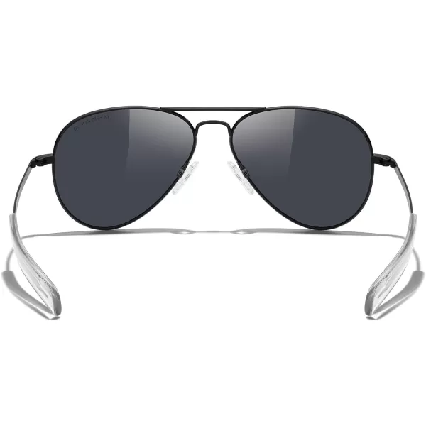 MERRYS Classic Aviator Military Polarized Sunglasses for Men or Women S8562Matte Black FrameBlack Polarized Lens