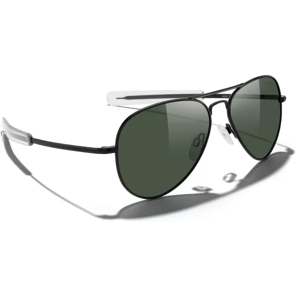 MERRYS Classic Aviator Military Polarized Sunglasses for Men or Women S8562Matte Black FrameGreen Polarized Lens