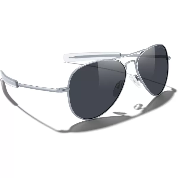 MERRYS Classic Aviator Military Polarized Sunglasses for Men or Women S8562Matte Chrome FrameBlack Polarized Lens