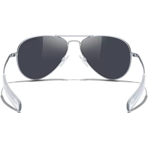 MERRYS Classic Aviator Military Polarized Sunglasses for Men or Women S8562Matte Chrome FrameBlack Polarized Lens