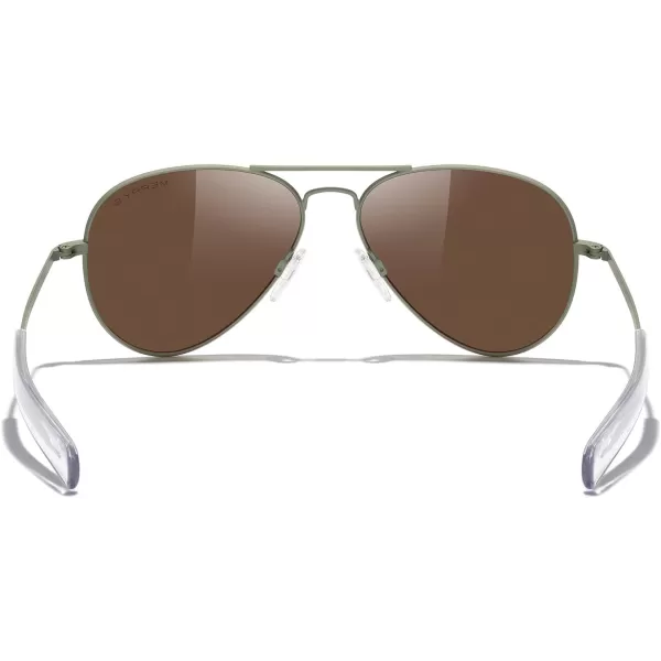MERRYS Classic Aviator Military Polarized Sunglasses for Men or Women S8562Military Olive FrameAmerican Tan Polarized Lens