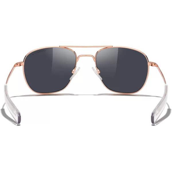 MERRYS Classic Square Aviator Military Polarized Sunglasses for Men or Women S863622k Rose Gold FrameBlack Polarized Lens