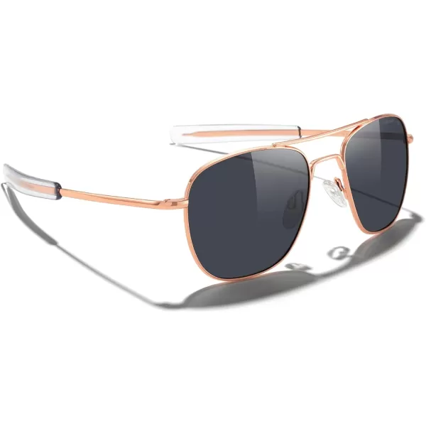 MERRYS Classic Square Aviator Military Polarized Sunglasses for Men or Women S863622k Rose Gold FrameBlack Polarized Lens