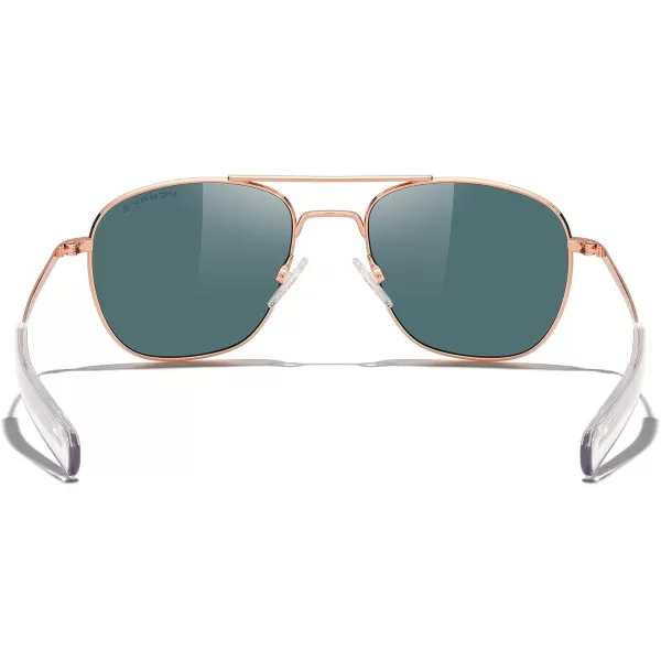 MERRYS Classic Square Aviator Military Polarized Sunglasses for Men or Women S863622k Rose Gold FrameRose Gold Polarized Lens