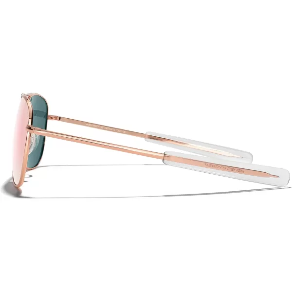 MERRYS Classic Square Aviator Military Polarized Sunglasses for Men or Women S863622k Rose Gold FrameRose Gold Polarized Lens