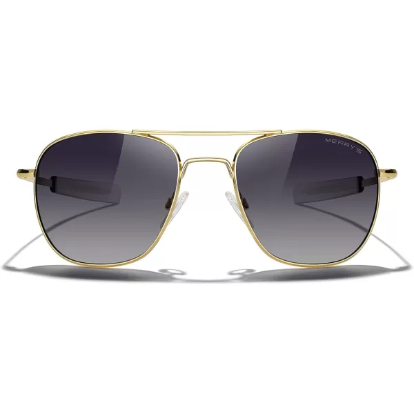 MERRYS Classic Square Aviator Military Polarized Sunglasses for Men or Women S863623k Gold FrameBlack Gradient Polarized Lens