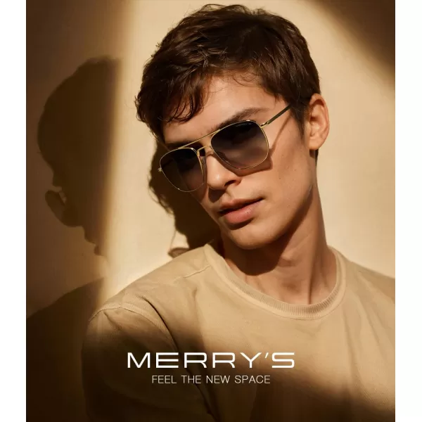 MERRYS Classic Square Aviator Military Polarized Sunglasses for Men or Women S863623k Gold FrameBlack Gradient Polarized Lens