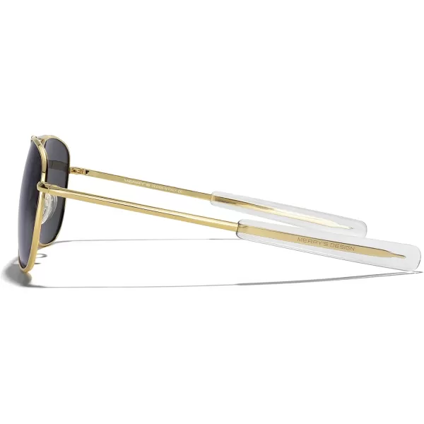 MERRYS Classic Square Aviator Military Polarized Sunglasses for Men or Women S863623k Gold FrameBlack Polarized Lens