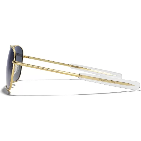 MERRYS Classic Square Aviator Military Polarized Sunglasses for Men or Women S863623k Gold FrameBlue Tinted Gradient Polarized Lens
