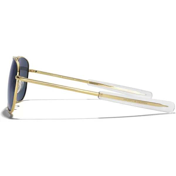 MERRYS Classic Square Aviator Military Polarized Sunglasses for Men or Women S863623k Gold FrameBlue Tinted Polarized Lens