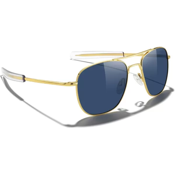MERRYS Classic Square Aviator Military Polarized Sunglasses for Men or Women S863623k Gold FrameBlue Tinted Polarized Lens