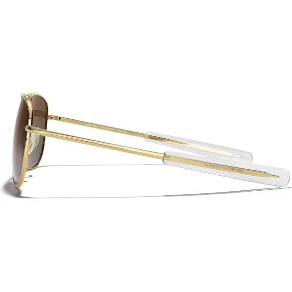 MERRYS Classic Square Aviator Military Polarized Sunglasses for Men or Women S863623k Gold FrameBrown Gradient Polarized Lens