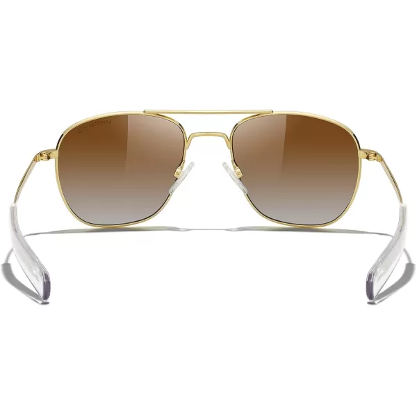 MERRYS Classic Square Aviator Military Polarized Sunglasses for Men or Women S863623k Gold FrameBrown Gradient Polarized Lens
