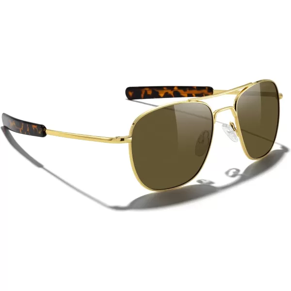 MERRYS Classic Square Aviator Military Polarized Sunglasses for Men or Women S863623k Gold FrameBrown Polarized Lens