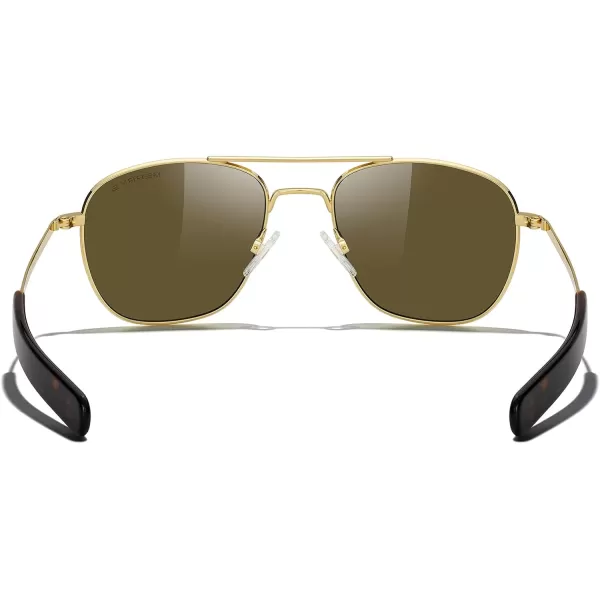 MERRYS Classic Square Aviator Military Polarized Sunglasses for Men or Women S863623k Gold FrameBrown Polarized Lens