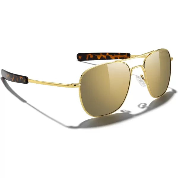 MERRYS Classic Square Aviator Military Polarized Sunglasses for Men or Women S863623k Gold FrameGold Mirror Polarized Lens