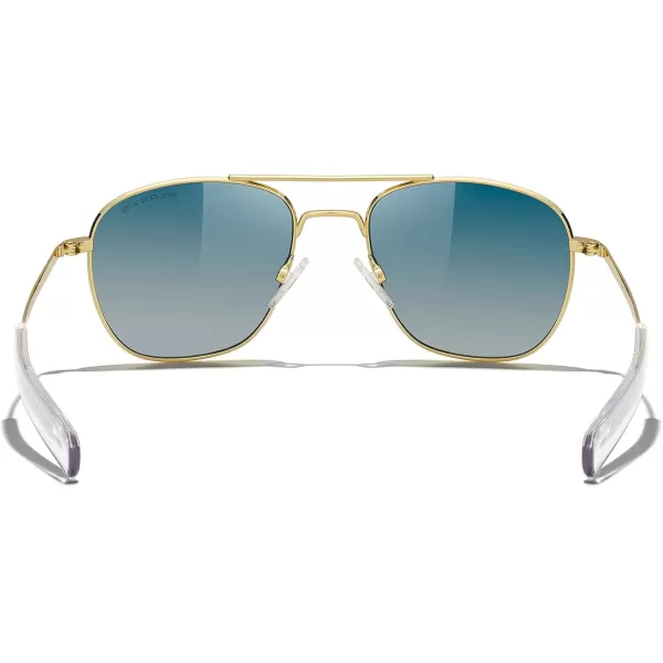 MERRYS Classic Square Aviator Military Polarized Sunglasses for Men or Women S863623k Gold FrameGreen Gradient Polarized Lens