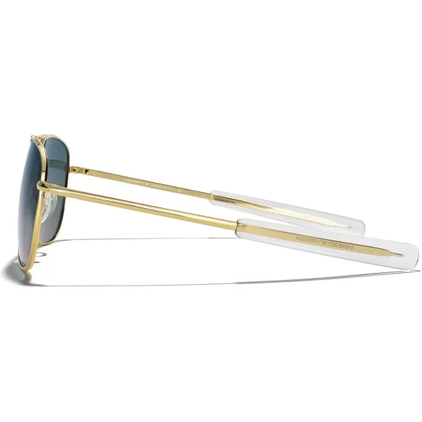 MERRYS Classic Square Aviator Military Polarized Sunglasses for Men or Women S863623k Gold FrameGreen Gradient Polarized Lens