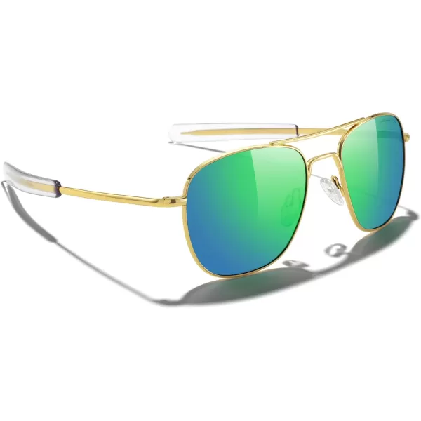MERRYS Classic Square Aviator Military Polarized Sunglasses for Men or Women S863623k Gold FrameGreen Mirror Polarized Lens