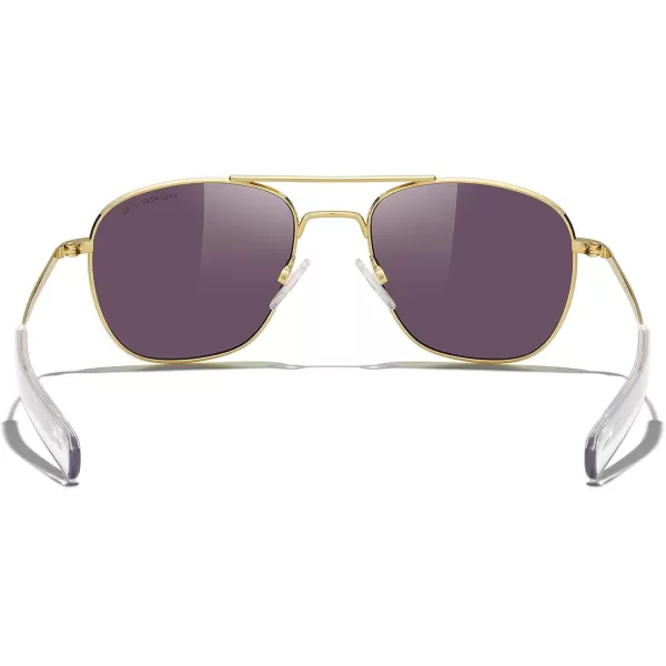 MERRYS Classic Square Aviator Military Polarized Sunglasses for Men or Women S863623k Gold FrameGreen Mirror Polarized Lens