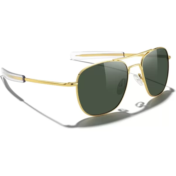 MERRYS Classic Square Aviator Military Polarized Sunglasses for Men or Women S863623k Gold FrameGreen Polarized Lens