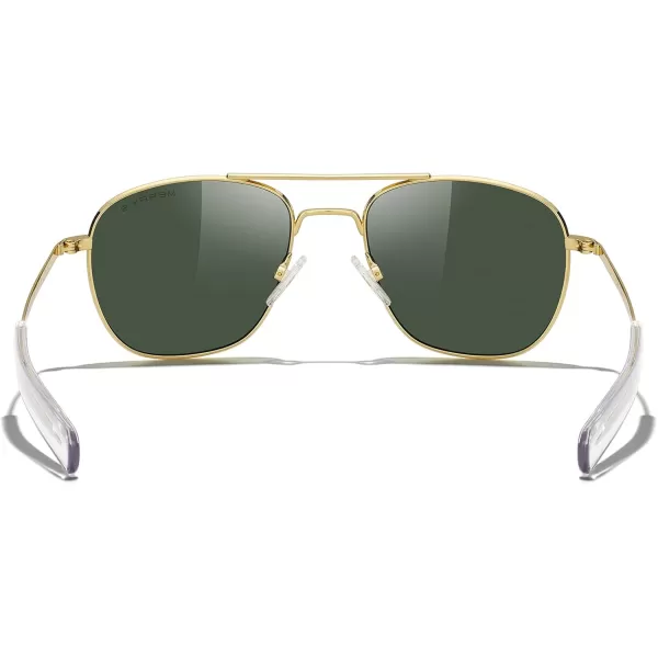 MERRYS Classic Square Aviator Military Polarized Sunglasses for Men or Women S863623k Gold FrameGreen Polarized Lens