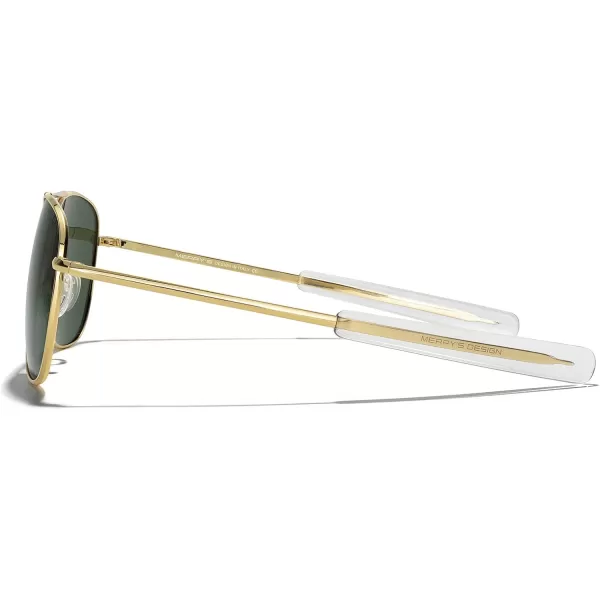 MERRYS Classic Square Aviator Military Polarized Sunglasses for Men or Women S863623k Gold FrameGreen Polarized Lens