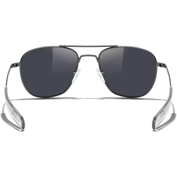 MERRYS Classic Square Aviator Military Polarized Sunglasses for Men or Women S8636Gun FrameBlack Polarized Lens
