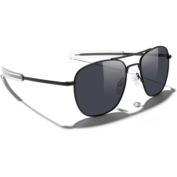 MERRYS Classic Square Aviator Military Polarized Sunglasses for Men or Women S8636Matte Black FrameBlack Polarized Lens