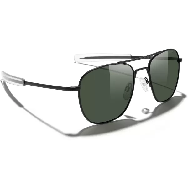 MERRYS Classic Square Aviator Military Polarized Sunglasses for Men or Women S8636Matte Black FrameGreen Polarized Lens