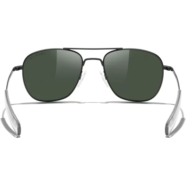 MERRYS Classic Square Aviator Military Polarized Sunglasses for Men or Women S8636Matte Black FrameGreen Polarized Lens