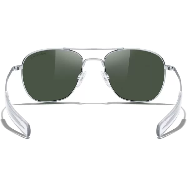 MERRYS Classic Square Aviator Military Polarized Sunglasses for Men or Women S8636Matte Chrome FrameGreen Polarized Lens