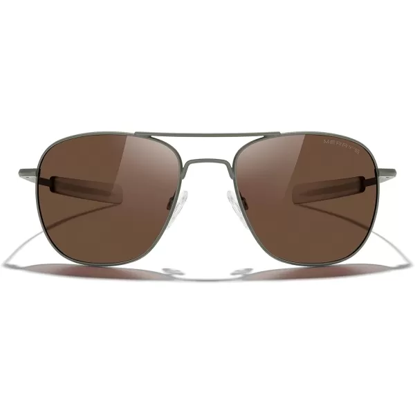 MERRYS Classic Square Aviator Military Polarized Sunglasses for Men or Women S8636Military Olive FrameAmerican Tan Polarized Lens