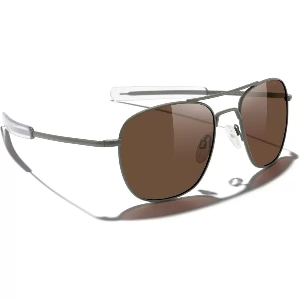 MERRYS Classic Square Aviator Military Polarized Sunglasses for Men or Women S8636Military Olive FrameAmerican Tan Polarized Lens