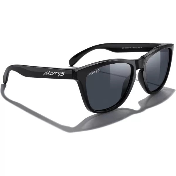 MERRYS Classic Square Polarized Sunglasses For Men Women Fashion Trend Sports Sunglasses S9013Black FrameBlack Polarized Lens