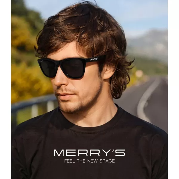 MERRYS Classic Square Polarized Sunglasses For Men Women Fashion Trend Sports Sunglasses S9013Black FrameBlack Polarized Lens