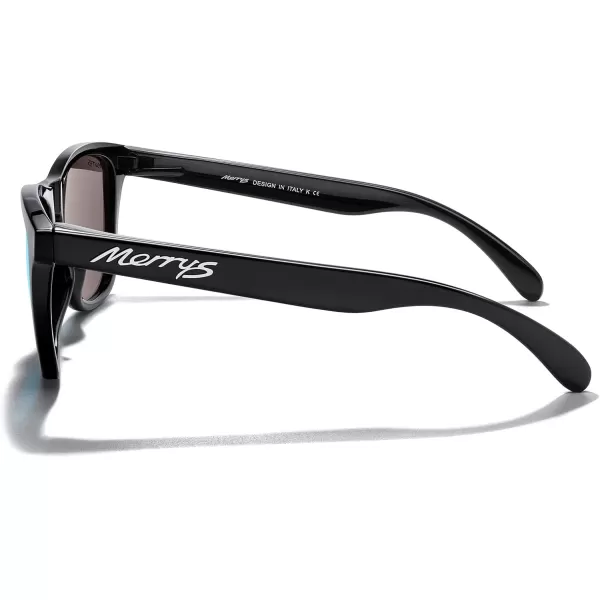 MERRYS Classic Square Polarized Sunglasses For Men Women Fashion Trend Sports Sunglasses S9013Black FrameBlue Mirror Polarized Lens