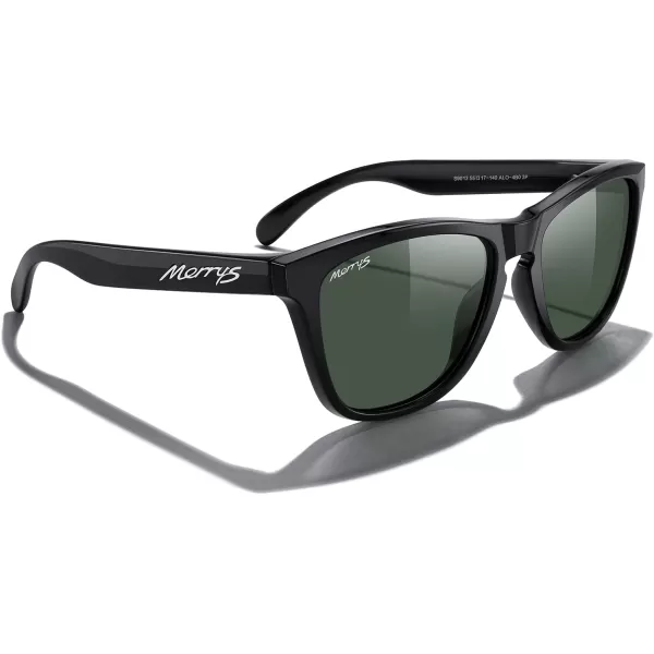 MERRYS Classic Square Polarized Sunglasses For Men Women Fashion Trend Sports Sunglasses S9013Black FrameGreen Polarized Lens