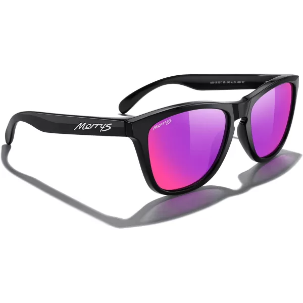 MERRYS Classic Square Polarized Sunglasses For Men Women Fashion Trend Sports Sunglasses S9013Black FramePurple Mirror Polarized Lens