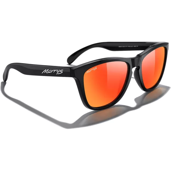 MERRYS Classic Square Polarized Sunglasses For Men Women Fashion Trend Sports Sunglasses S9013Black FrameRed Mirror Polarized Lens